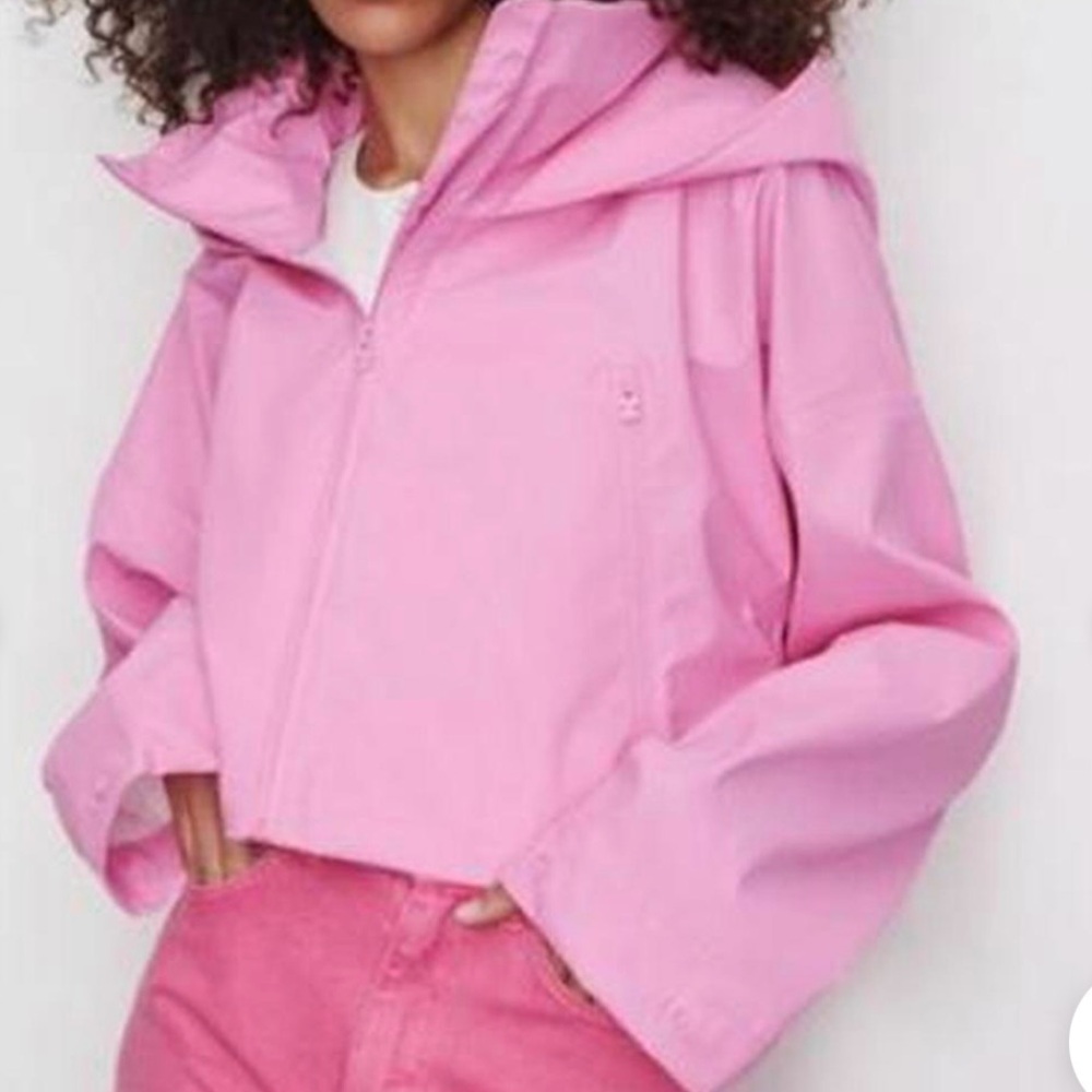 Zara Pink Women’s Hooded Cropped Rain Jacket XXL